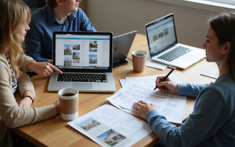 A small Dallas real estate team reviewing apartment data at a shared desk