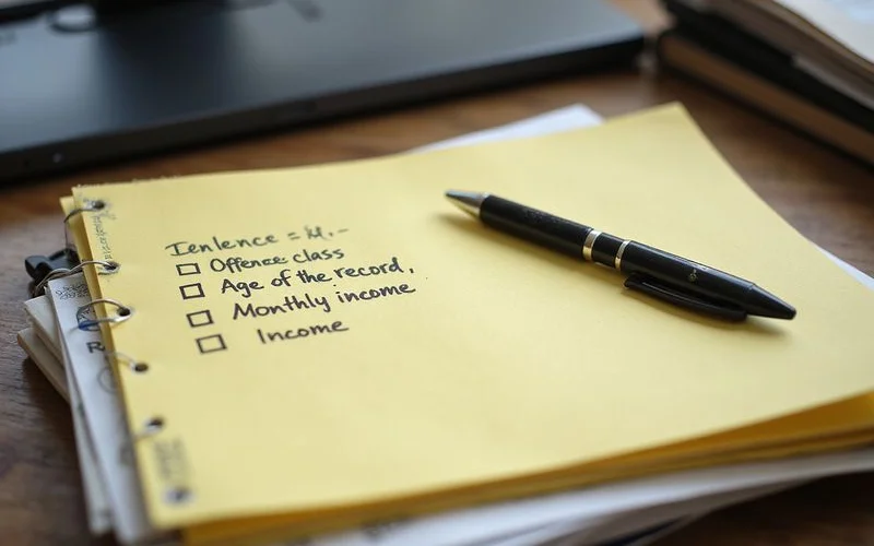 Checklist: offense class, age, and income