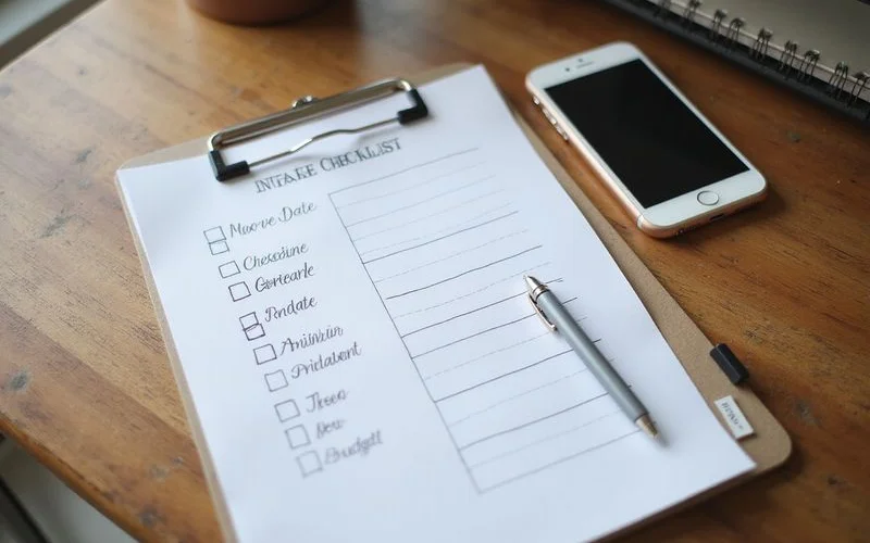 Intake checklist: budget, move date, priorities