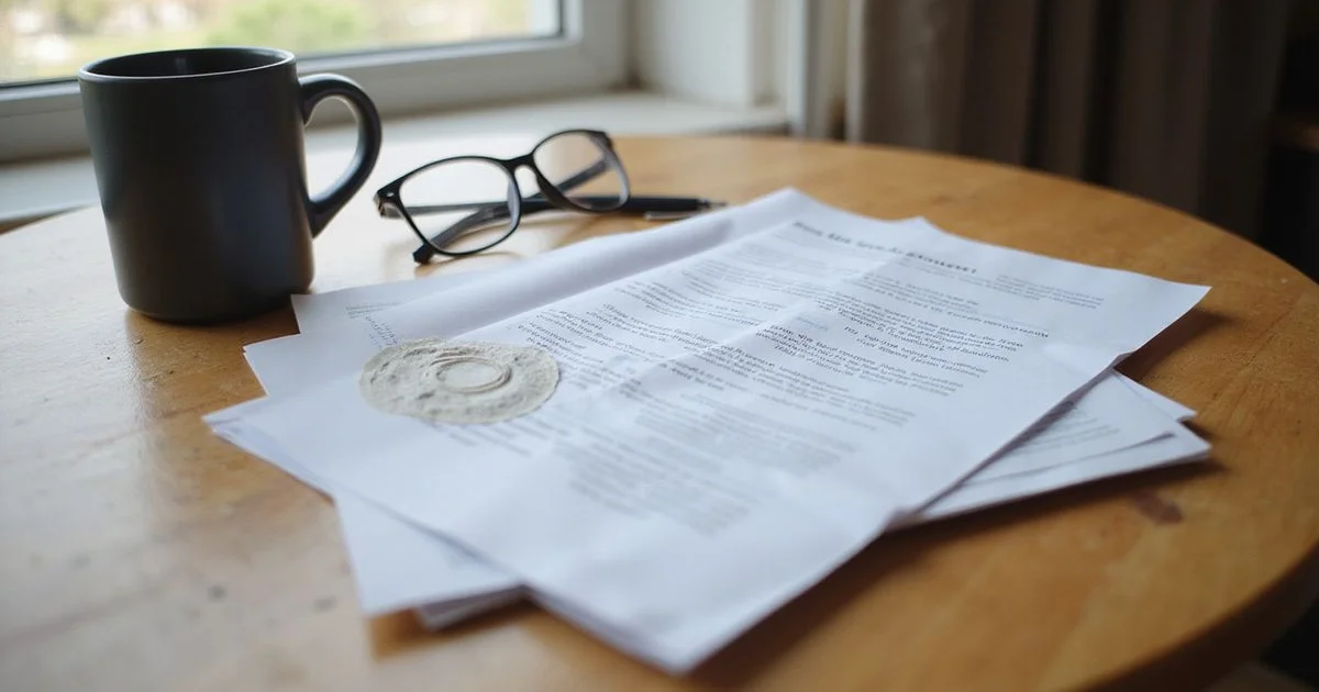 A credit report printout on a Dallas table beside a coffee mug