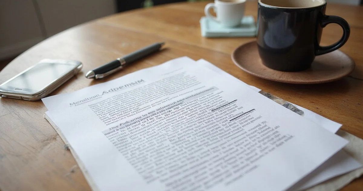 A lease addendum page with a pen resting on it on a Dallas table in daylight
