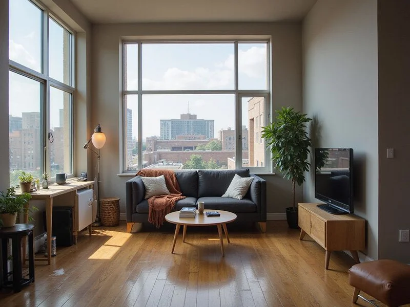 Apartment interior representative of Knox-Henderson rental stock in natural daylight