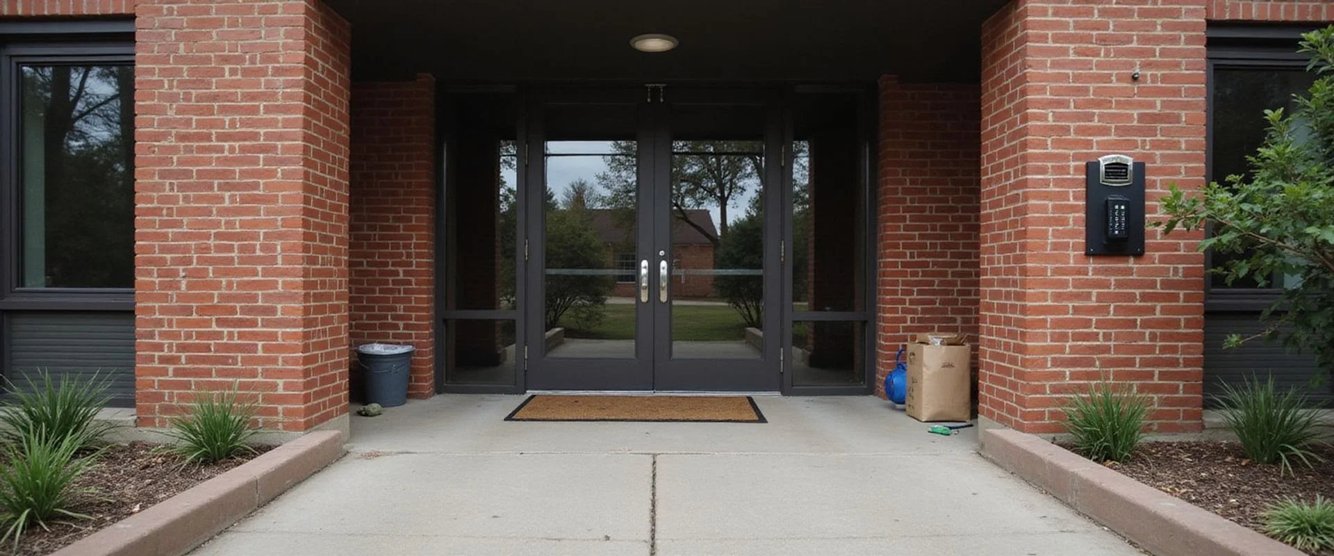 Dallas apartment building entrance photographed in natural daylight